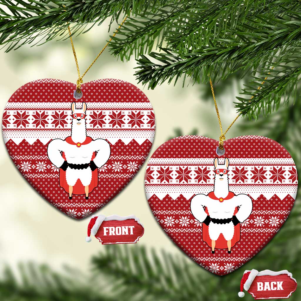Llama Superhero Christmas Ceramic Ornament Xmas Holiday Patterns - Wonder Print Shop