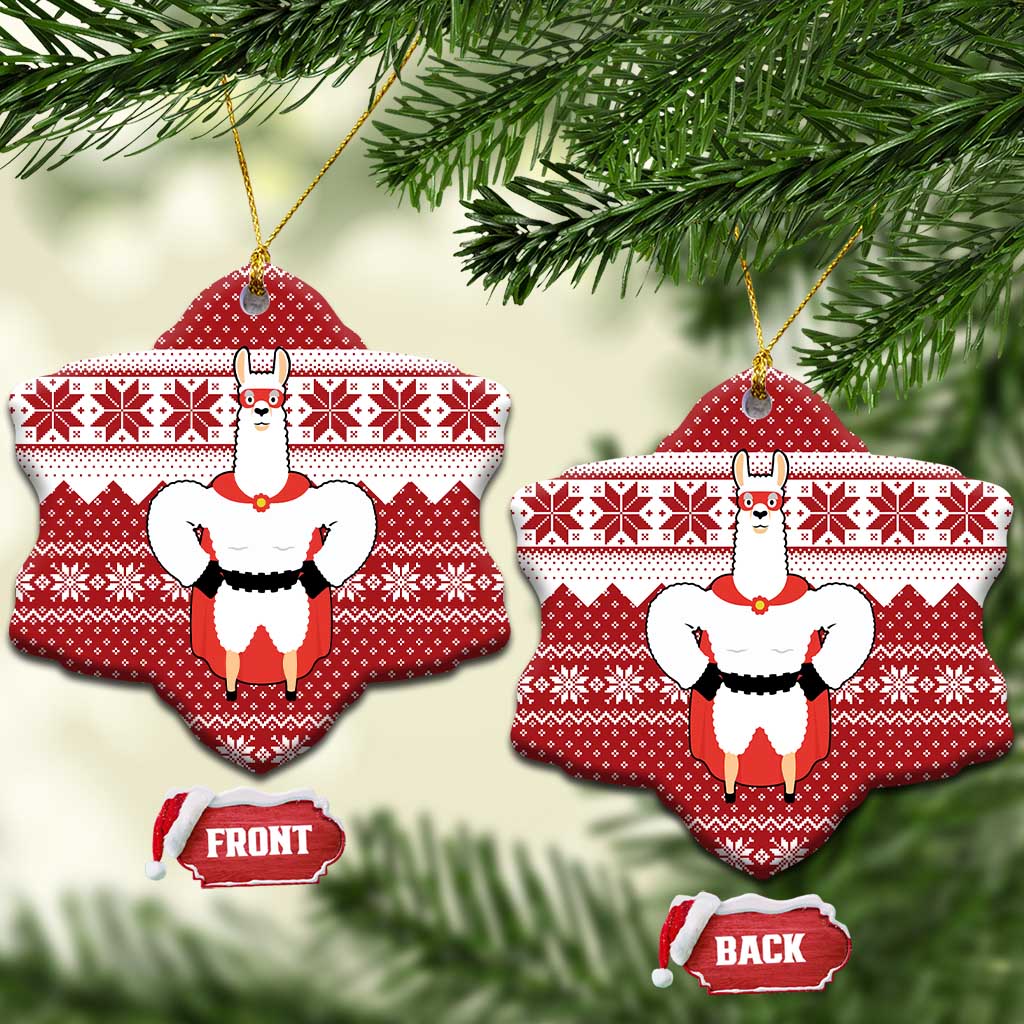Llama Superhero Christmas Ceramic Ornament Xmas Holiday Patterns - Wonder Print Shop