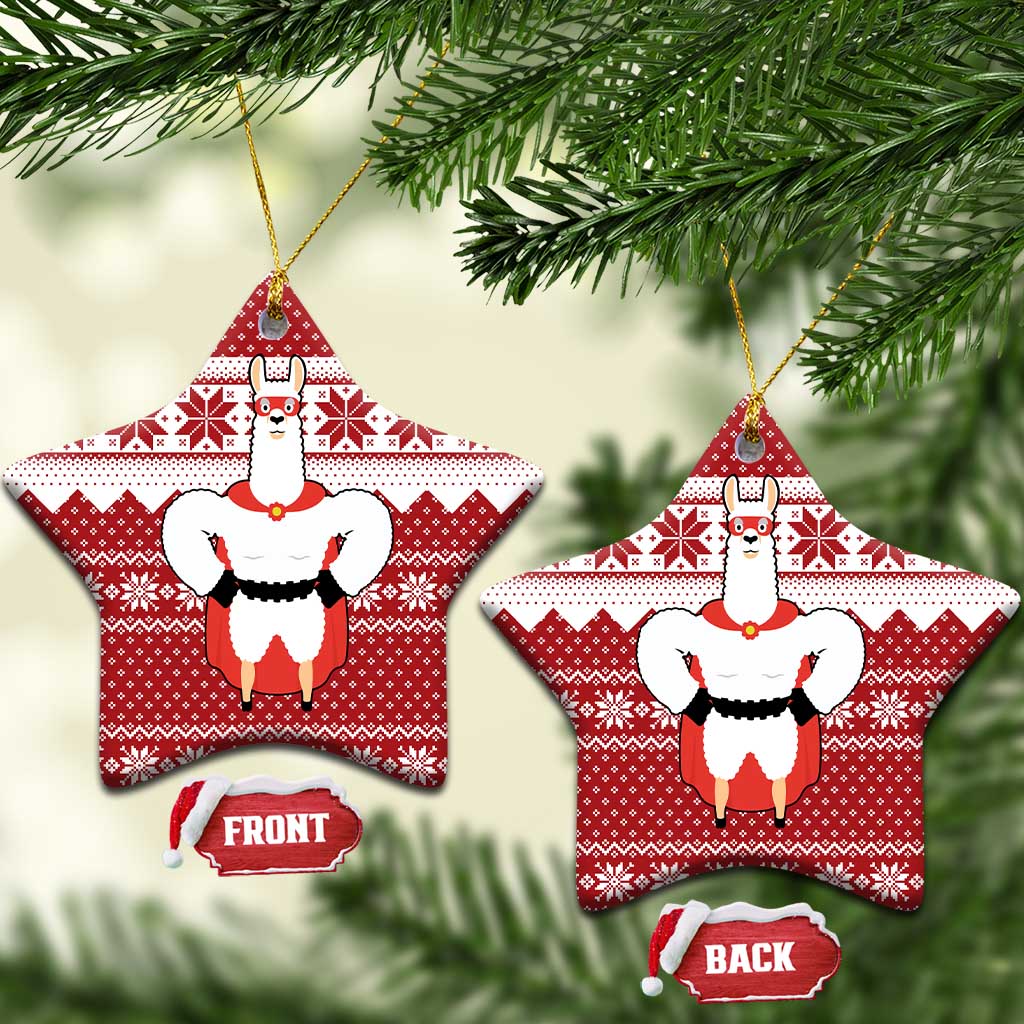 Llama Superhero Christmas Ceramic Ornament Xmas Holiday Patterns - Wonder Print Shop