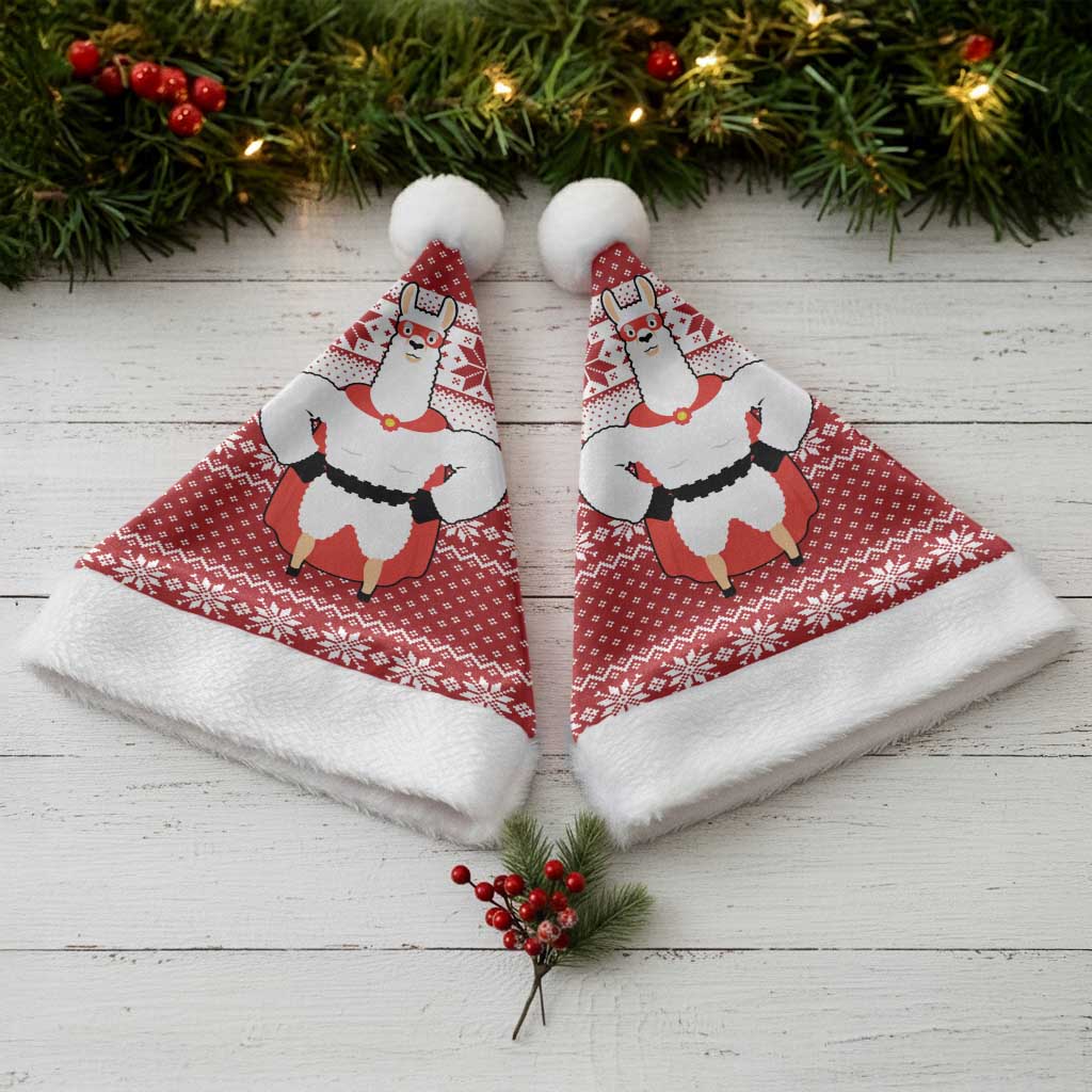 Llama Superhero Christmas Santa Hat Xmas Holiday Patterns - Wonder Print Shop