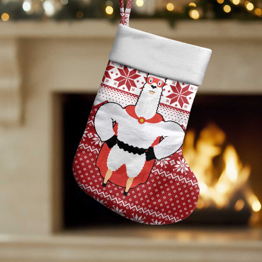 Llama Superhero Christmas Stocking Xmas Holiday Patterns - Wonder Print Shop