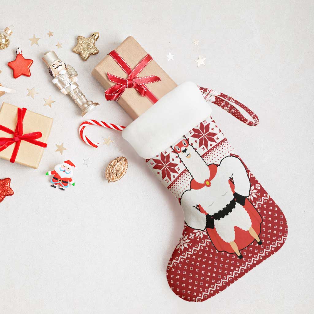 Llama Superhero Christmas Stocking Xmas Holiday Patterns - Wonder Print Shop