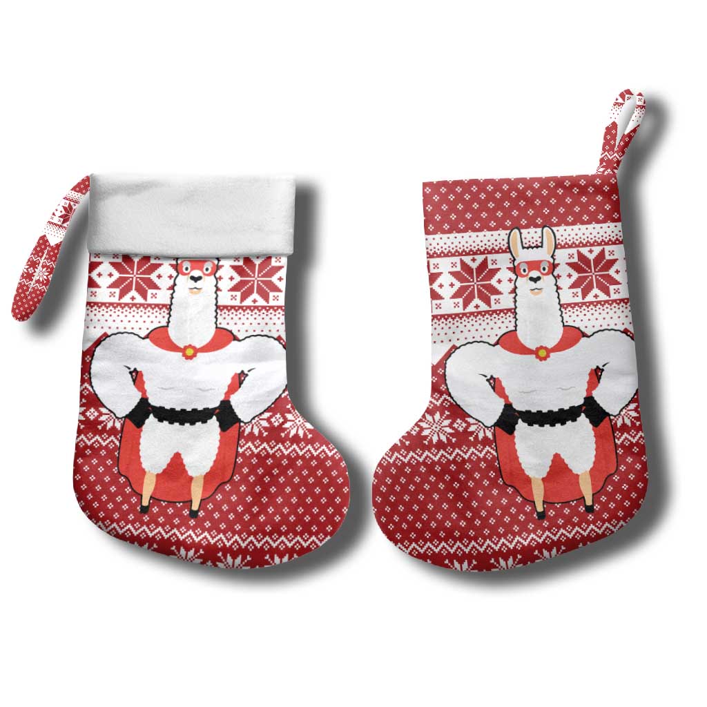 Llama Superhero Christmas Stocking Xmas Holiday Patterns - Wonder Print Shop