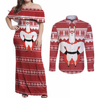 Llama Superhero Christmas Couples Matching Off Shoulder Maxi Dress and Long Sleeve Button Shirt Xmas Holiday Patterns - Wonder Print Shop