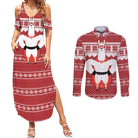 Llama Superhero Christmas Couples Matching Summer Maxi Dress and Long Sleeve Button Shirt Xmas Holiday Patterns - Wonder Print Shop