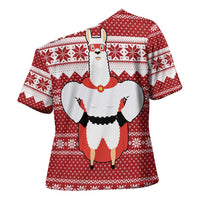 Llama Superhero Christmas Cross Shoulder Shirt Xmas Holiday Patterns - Wonder Print Shop