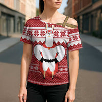 Llama Superhero Christmas Cross Shoulder Shirt Xmas Holiday Patterns - Wonder Print Shop