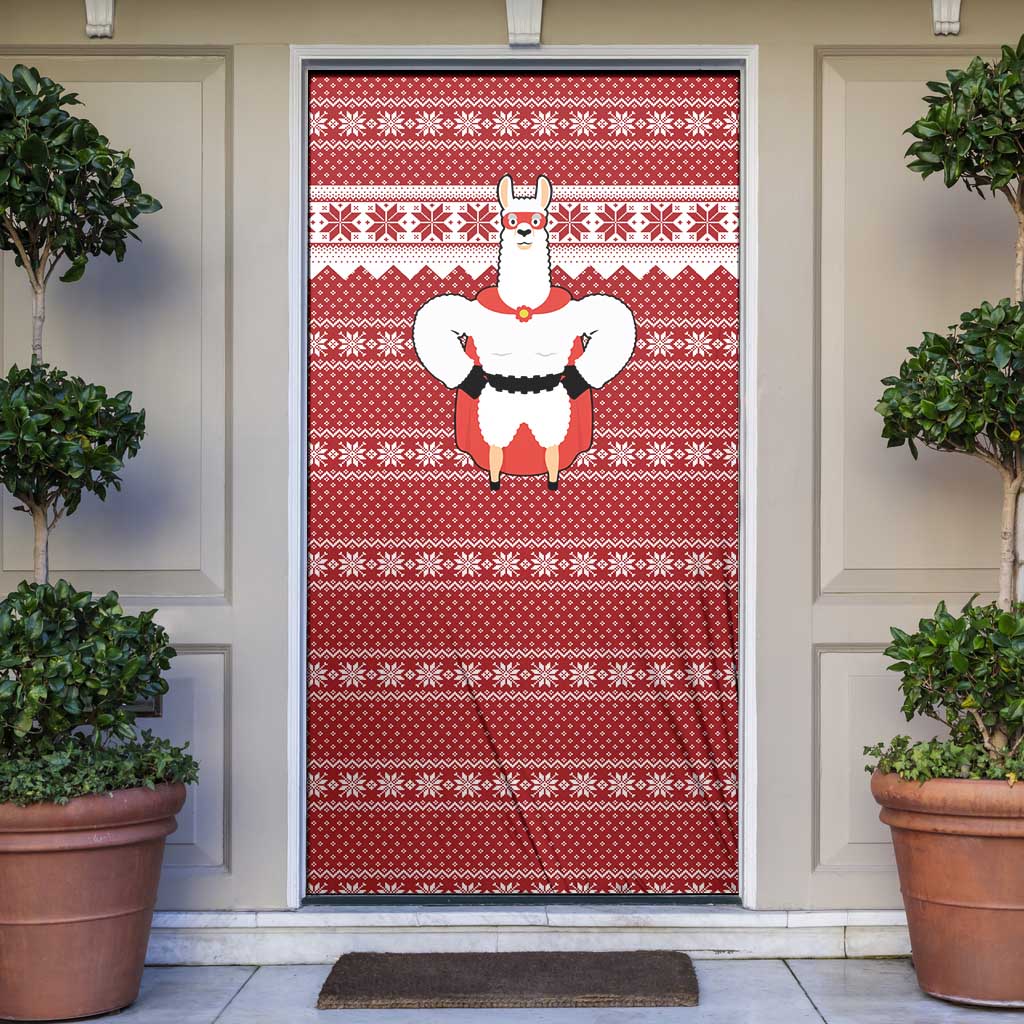 Llama Superhero Christmas Door Cover Xmas Holiday Patterns - Wonder Print Shop