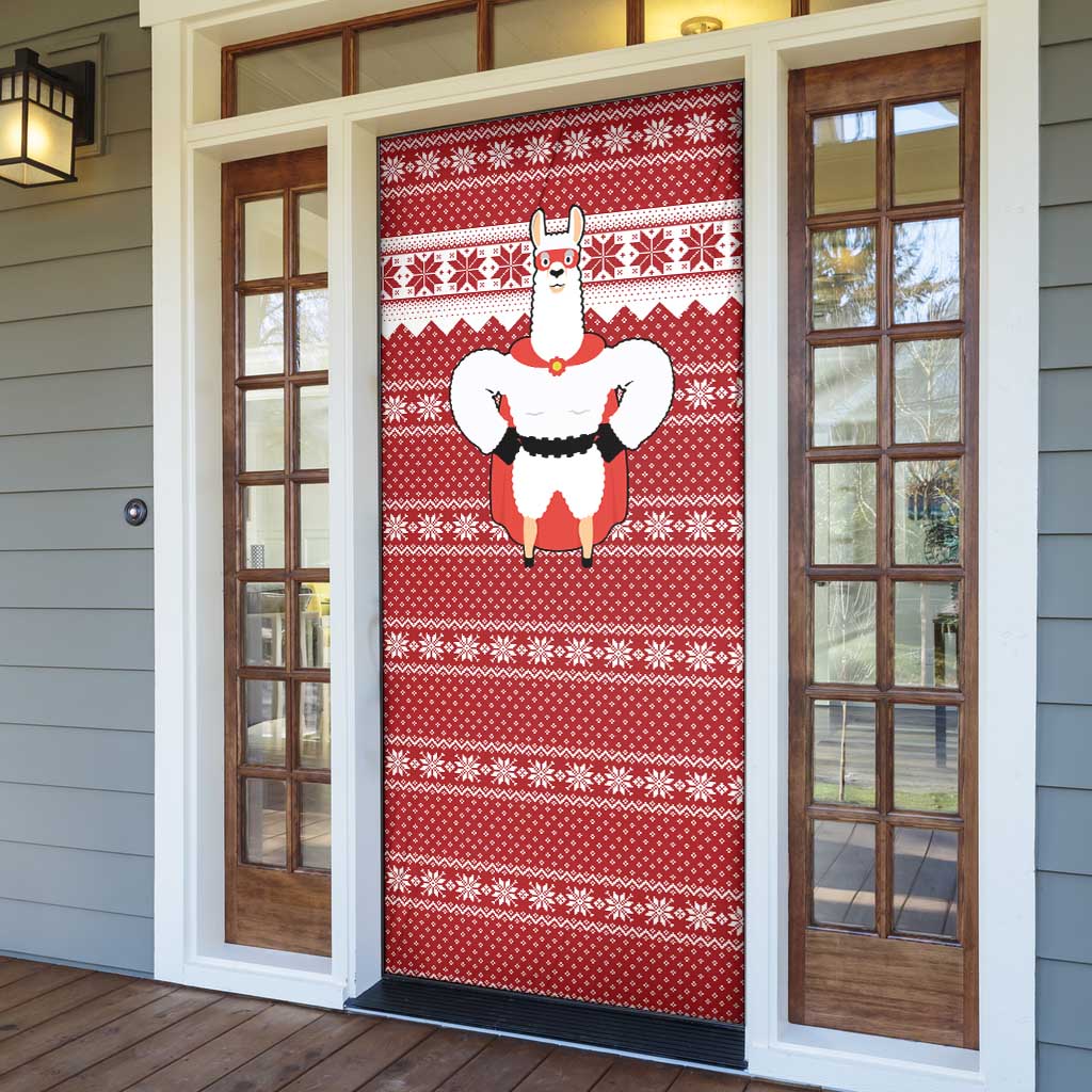 Llama Superhero Christmas Door Cover Xmas Holiday Patterns - Wonder Print Shop