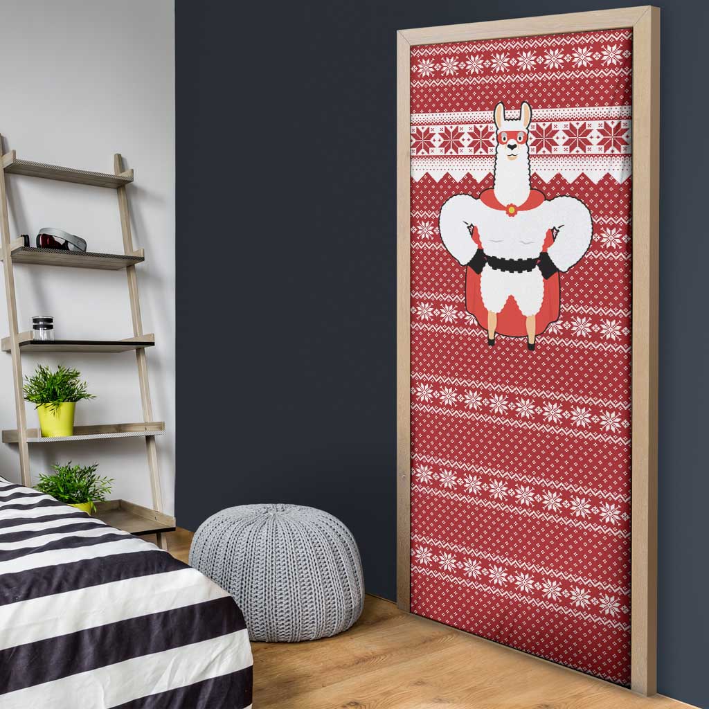 Llama Superhero Christmas Door Cover Xmas Holiday Patterns - Wonder Print Shop