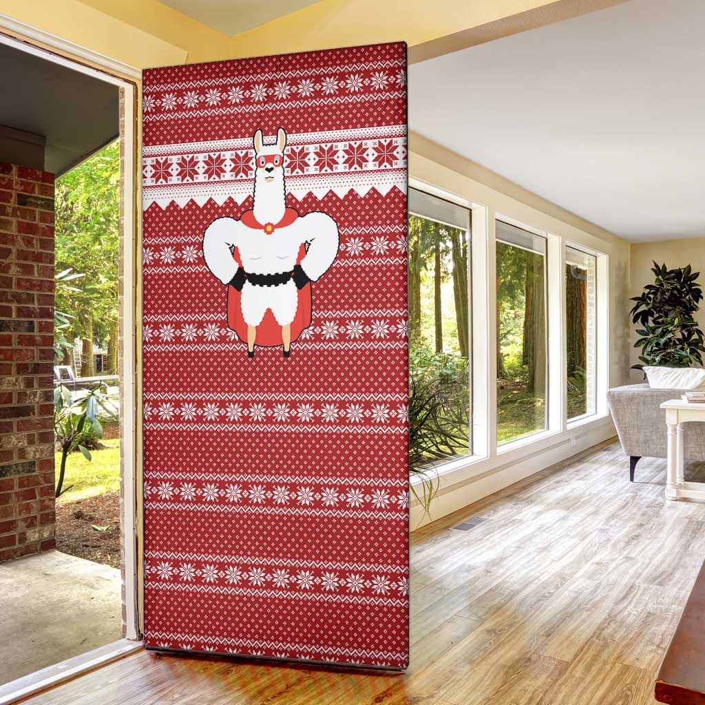 Llama Superhero Christmas Door Cover Xmas Holiday Patterns - Wonder Print Shop