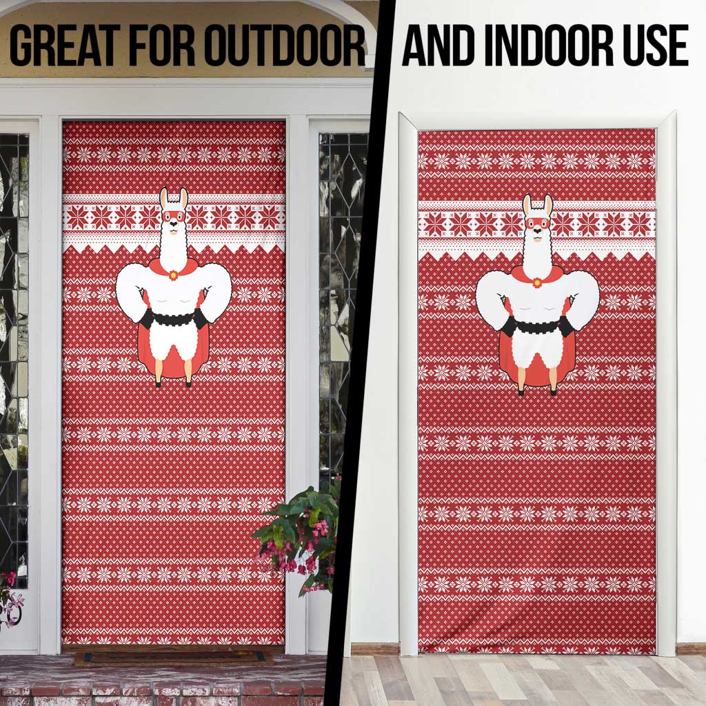 Llama Superhero Christmas Door Cover Xmas Holiday Patterns - Wonder Print Shop