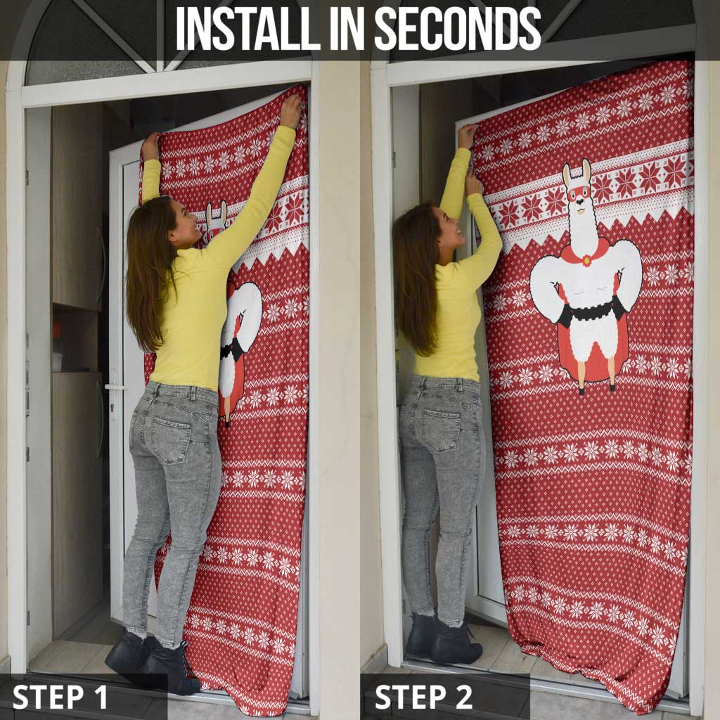 Llama Superhero Christmas Door Cover Xmas Holiday Patterns - Wonder Print Shop