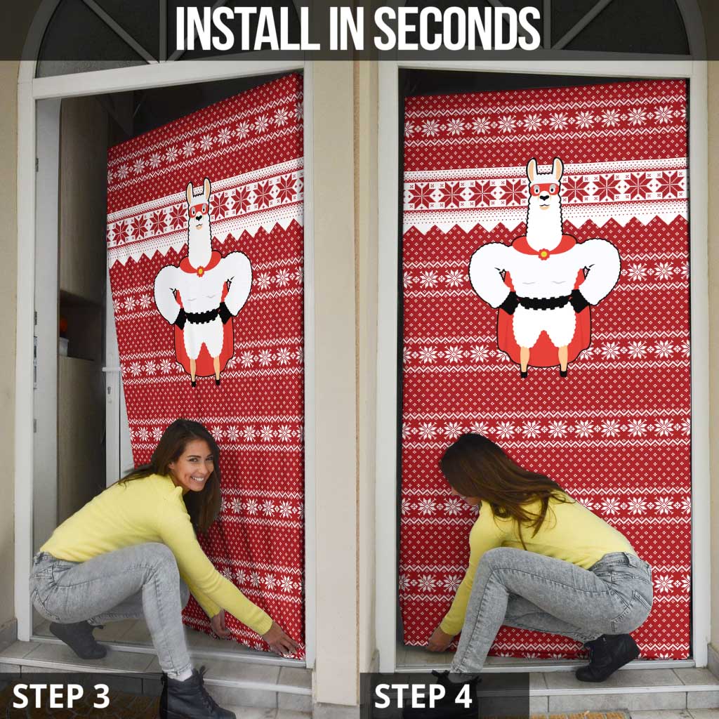 Llama Superhero Christmas Door Cover Xmas Holiday Patterns - Wonder Print Shop