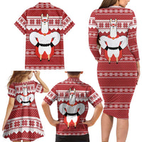 Llama Superhero Christmas Family Matching Long Sleeve Bodycon Dress and Hawaiian Shirt Xmas Holiday Patterns - Wonder Print Shop