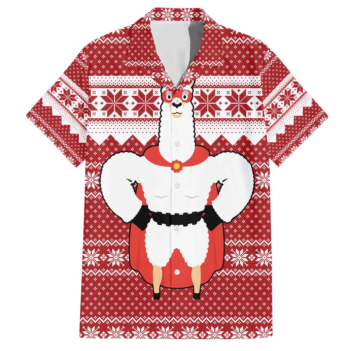 Llama Superhero Christmas Family Matching Off The Shoulder Long Sleeve Dress and Hawaiian Shirt Xmas Holiday Patterns - Wonder Print Shop