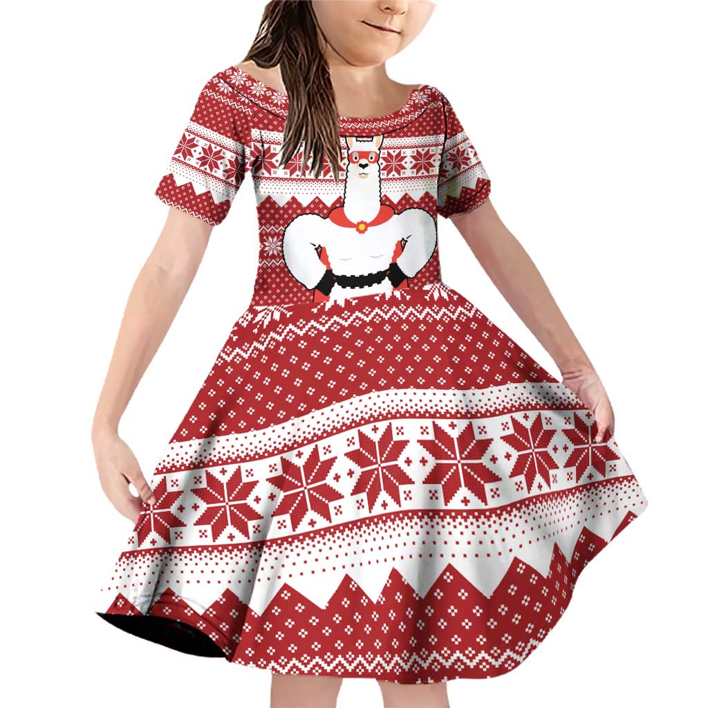 Llama Superhero Christmas Family Matching Off Shoulder Short Dress and Hawaiian Shirt Xmas Holiday Patterns - Wonder Print Shop
