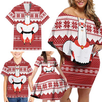 Llama Superhero Christmas Family Matching Off Shoulder Short Dress and Hawaiian Shirt Xmas Holiday Patterns - Wonder Print Shop