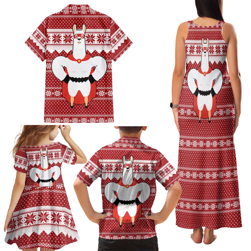 Llama Superhero Christmas Family Matching Tank Maxi Dress and Hawaiian Shirt Xmas Holiday Patterns - Wonder Print Shop