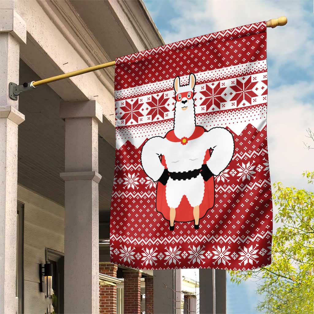 Llama Superhero Christmas Garden Flag Xmas Holiday Patterns - Wonder Print Shop