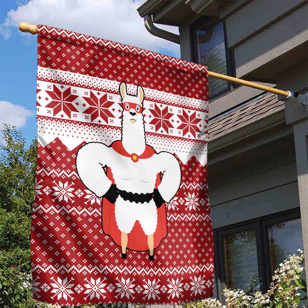 Llama Superhero Christmas Garden Flag Xmas Holiday Patterns - Wonder Print Shop