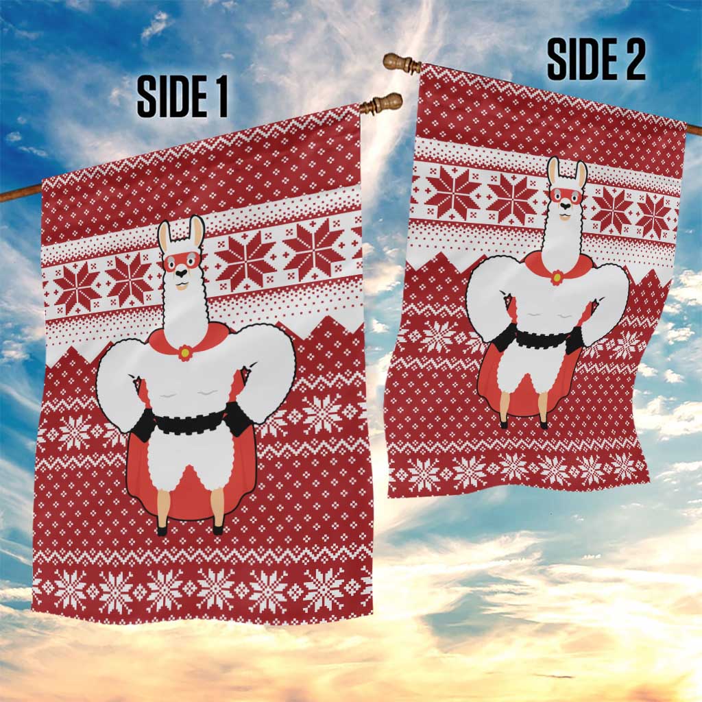 Llama Superhero Christmas Garden Flag Xmas Holiday Patterns - Wonder Print Shop