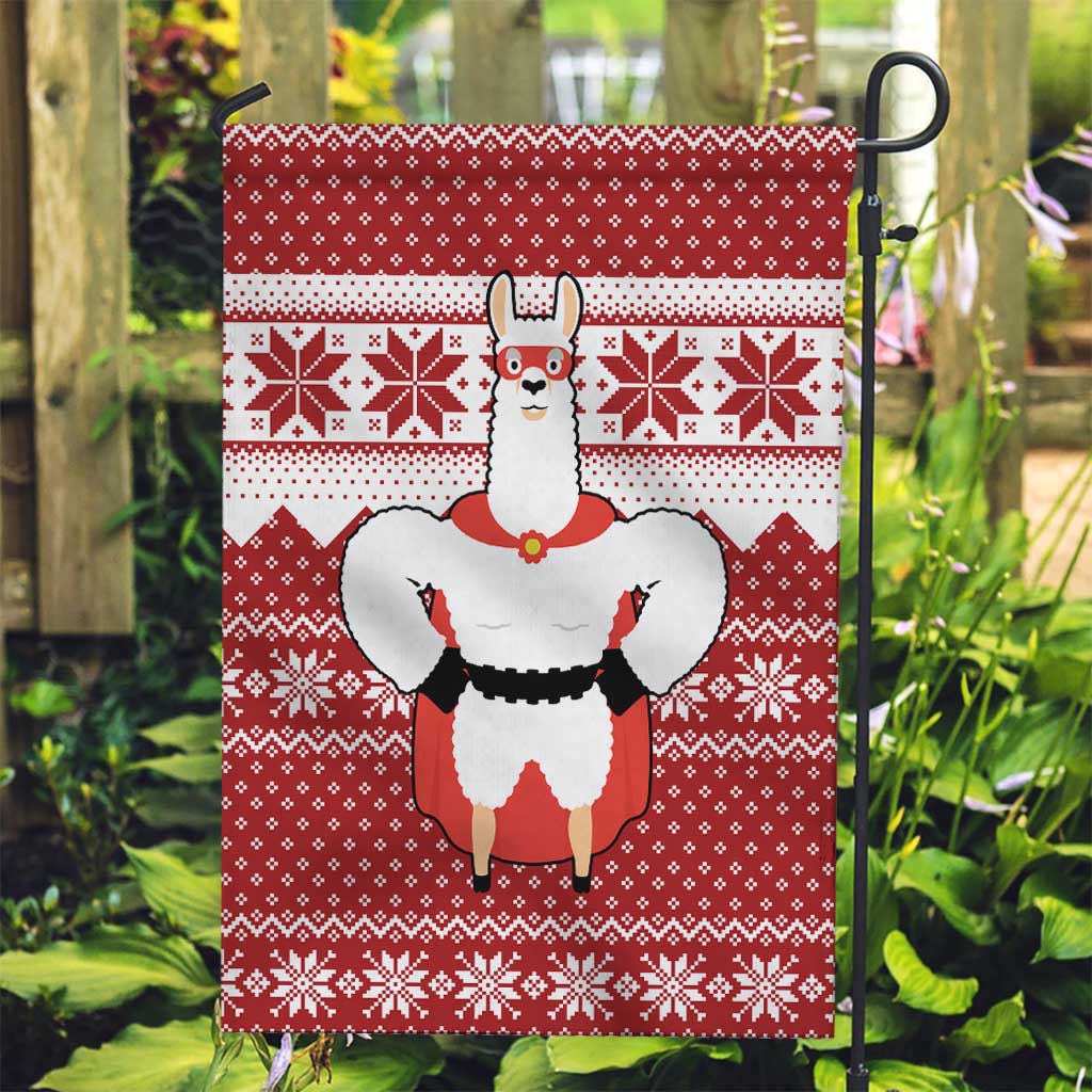 Llama Superhero Christmas Garden Flag Xmas Holiday Patterns - Wonder Print Shop