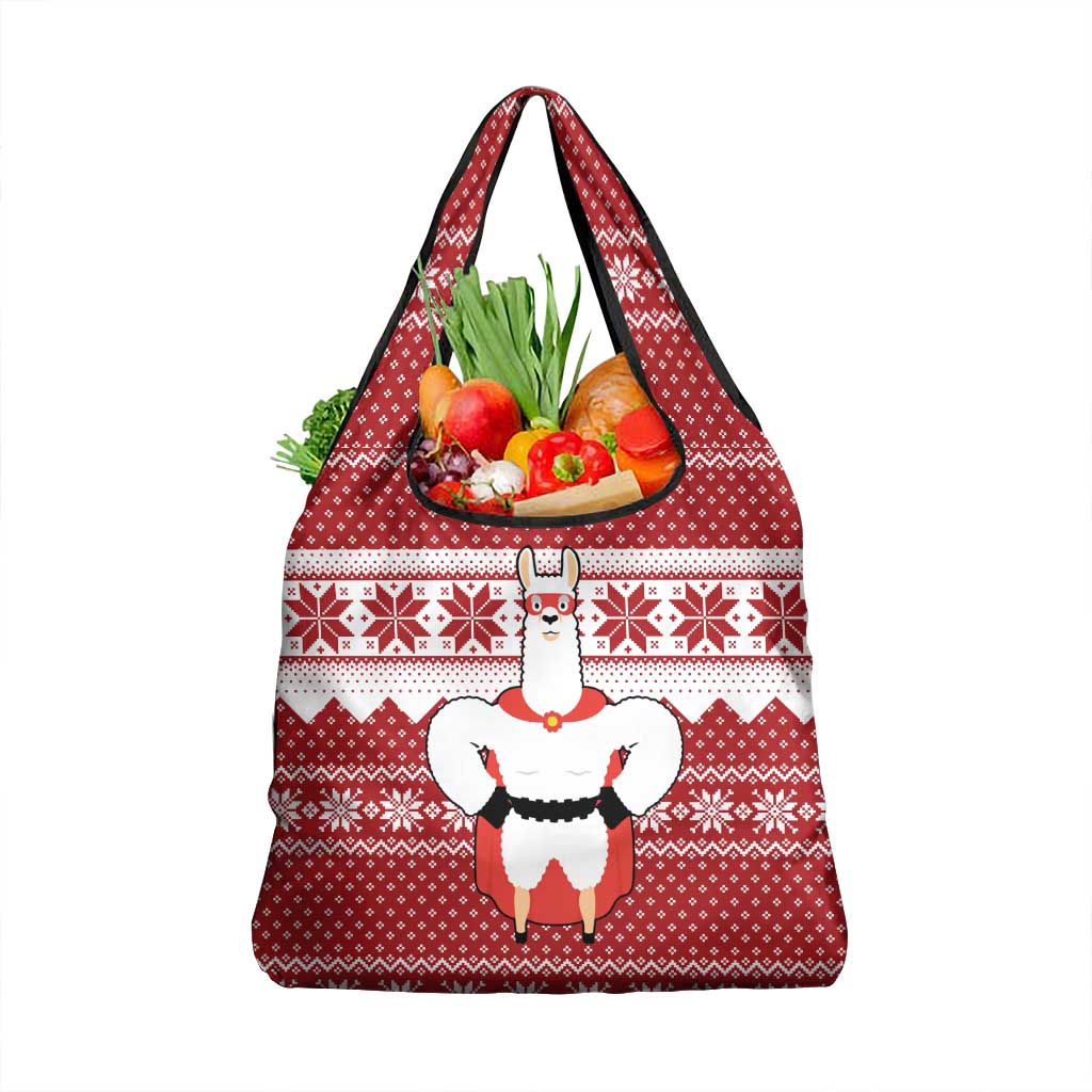 Llama Superhero Christmas Grocery Bag Xmas Holiday Patterns - Wonder Print Shop