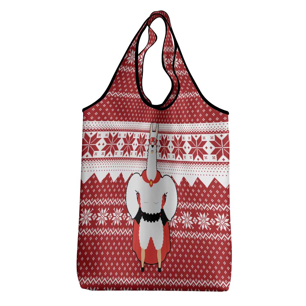 Llama Superhero Christmas Grocery Bag Xmas Holiday Patterns - Wonder Print Shop