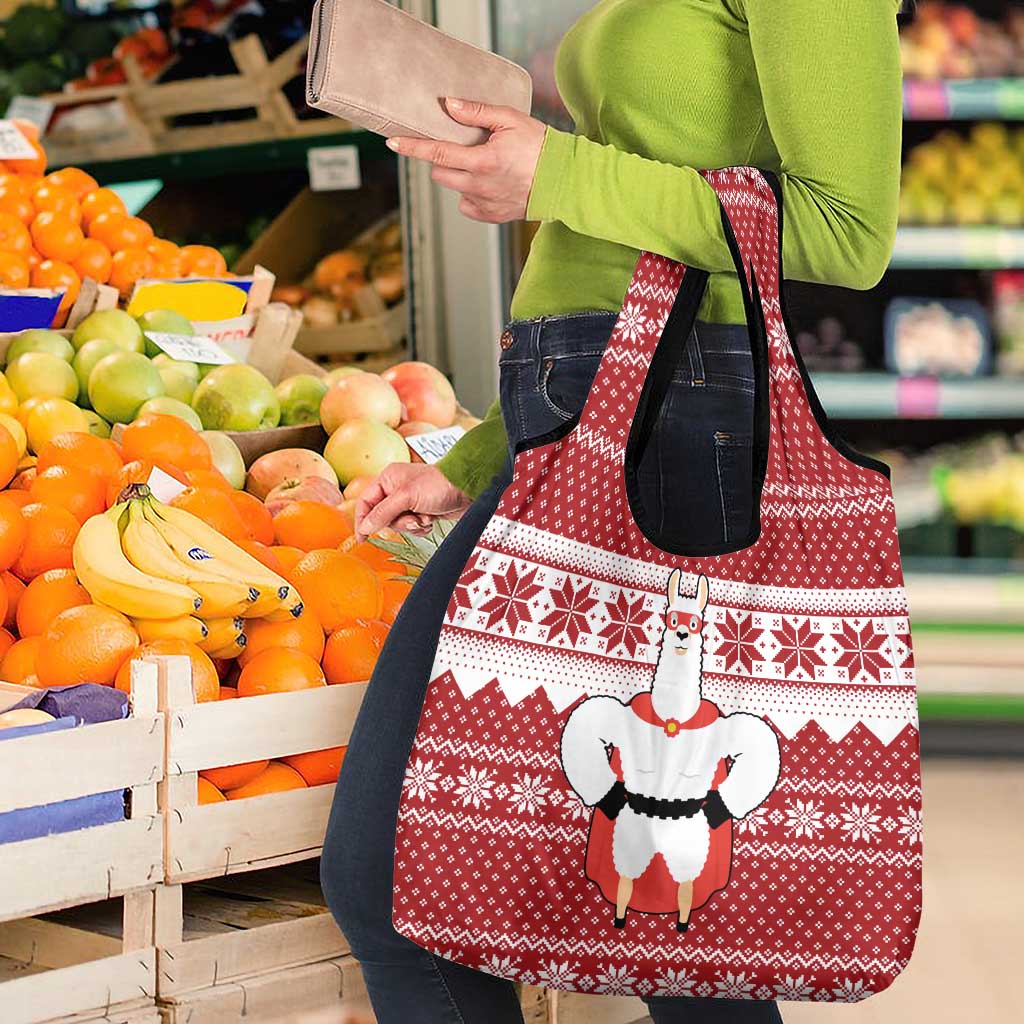 Llama Superhero Christmas Grocery Bag Xmas Holiday Patterns - Wonder Print Shop