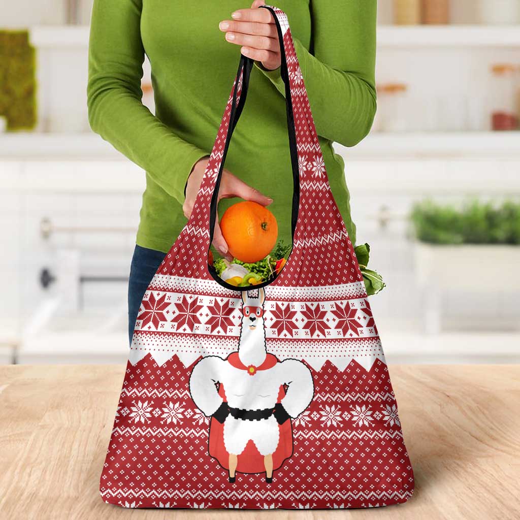 Llama Superhero Christmas Grocery Bag Xmas Holiday Patterns - Wonder Print Shop