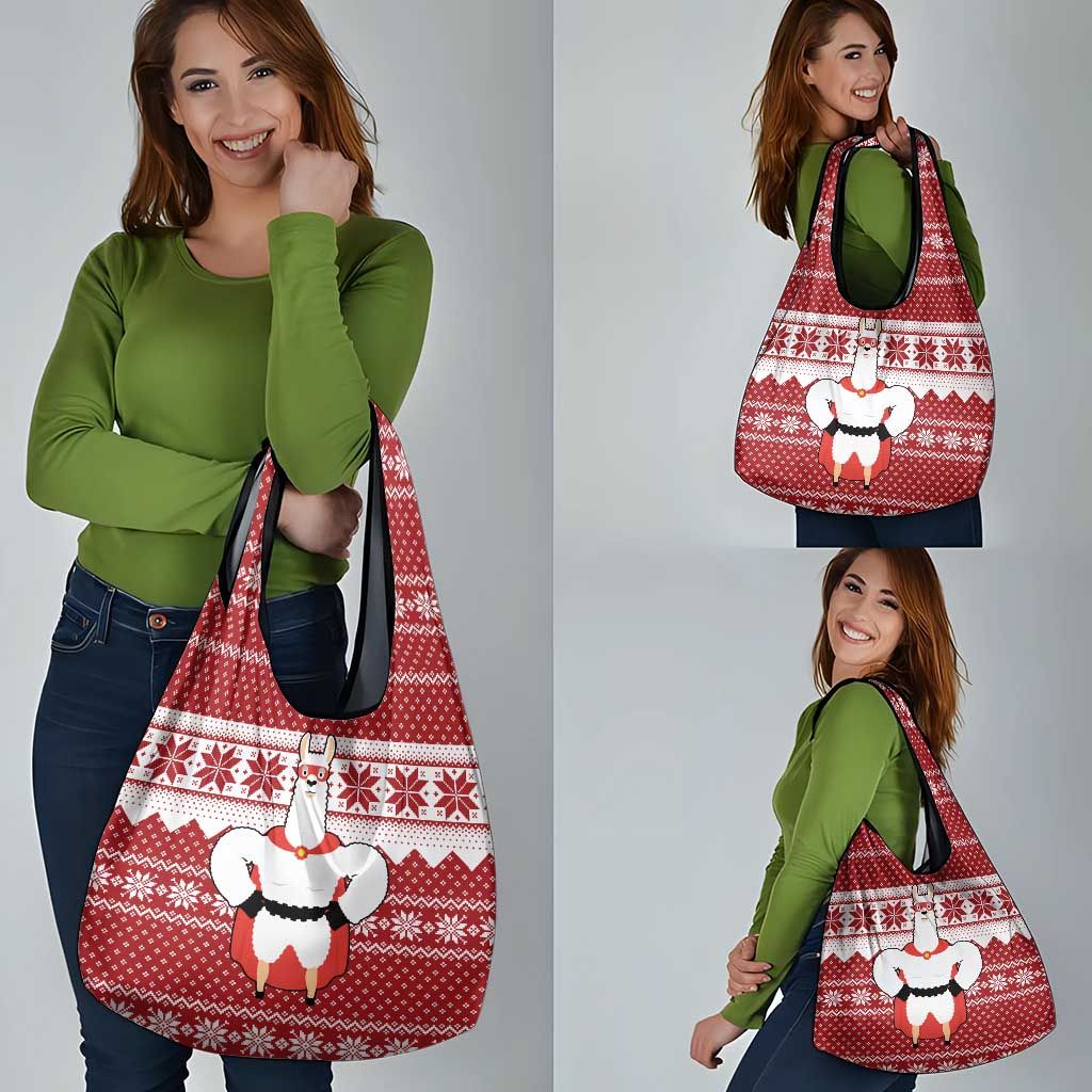 Llama Superhero Christmas Grocery Bag Xmas Holiday Patterns - Wonder Print Shop