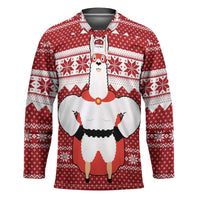 Llama Superhero Christmas Hockey Jersey Xmas Holiday Patterns - Wonder Print Shop