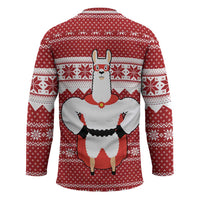 Llama Superhero Christmas Hockey Jersey Xmas Holiday Patterns - Wonder Print Shop