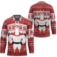 Llama Superhero Christmas Hockey Jersey Xmas Holiday Patterns - Wonder Print Shop