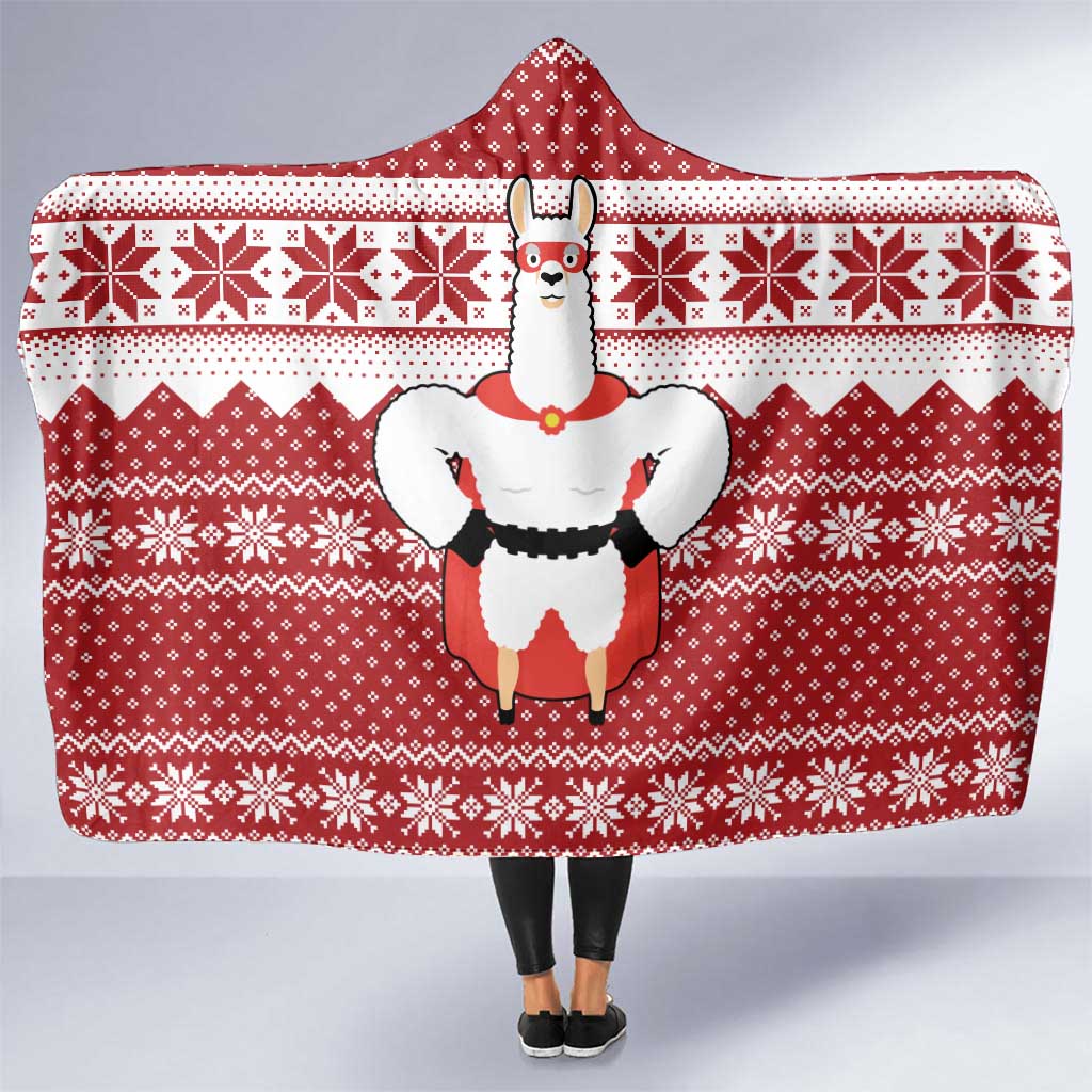 Llama Superhero Christmas Hooded Blanket Xmas Holiday Patterns - Wonder Print Shop