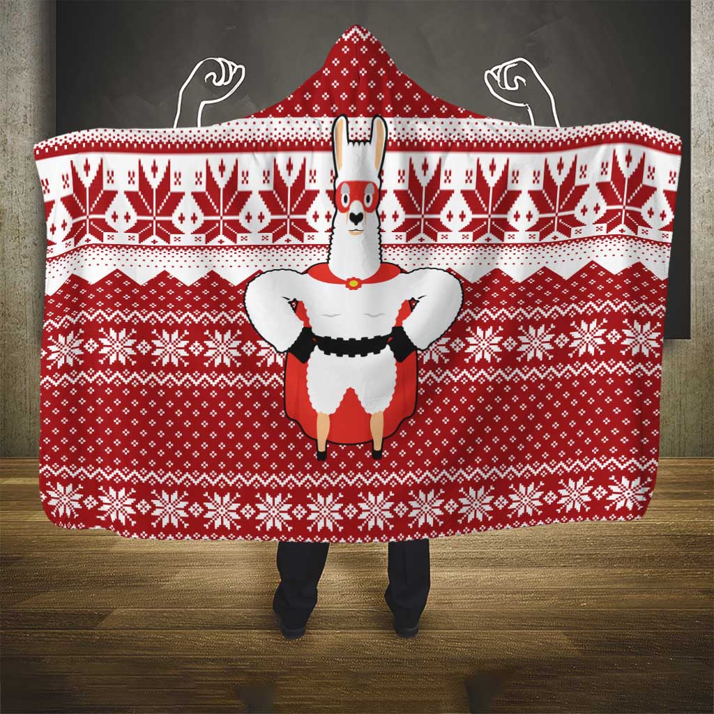 Llama Superhero Christmas Hooded Blanket Xmas Holiday Patterns - Wonder Print Shop
