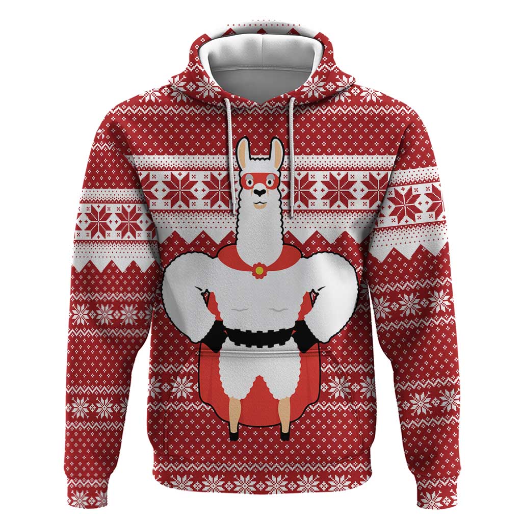 Llama Superhero Christmas Hoodie Xmas Holiday Patterns - Wonder Print Shop