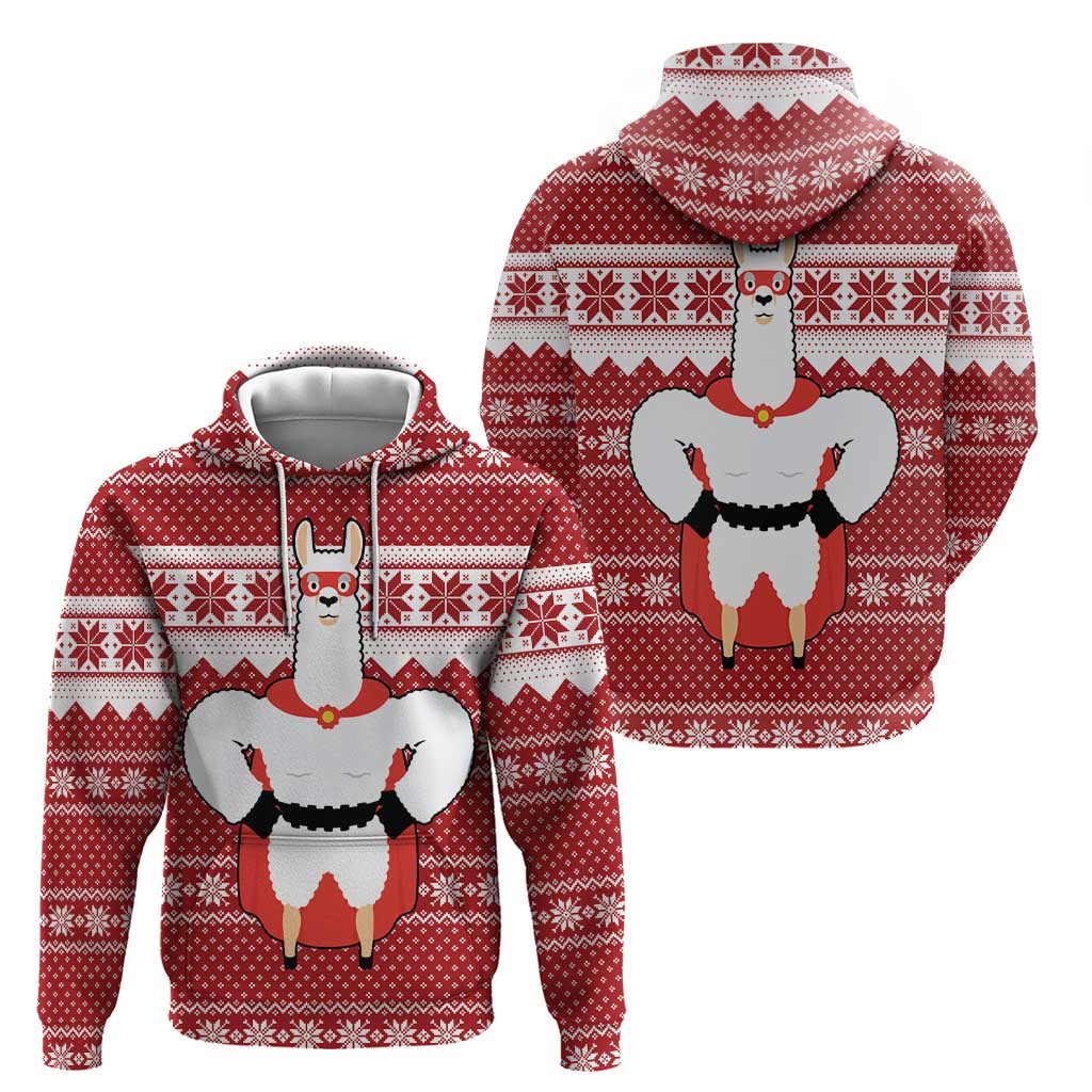 Llama Superhero Christmas Hoodie Xmas Holiday Patterns - Wonder Print Shop