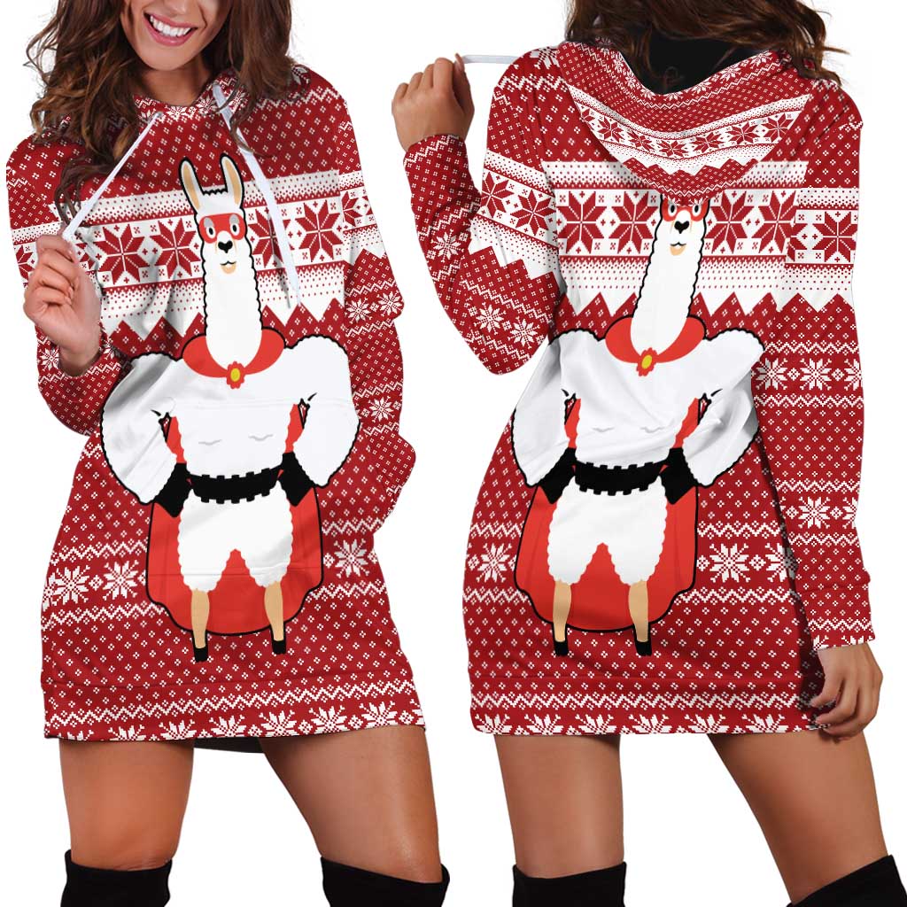 Llama Superhero Christmas Hoodie Dress Xmas Holiday Patterns - Wonder Print Shop