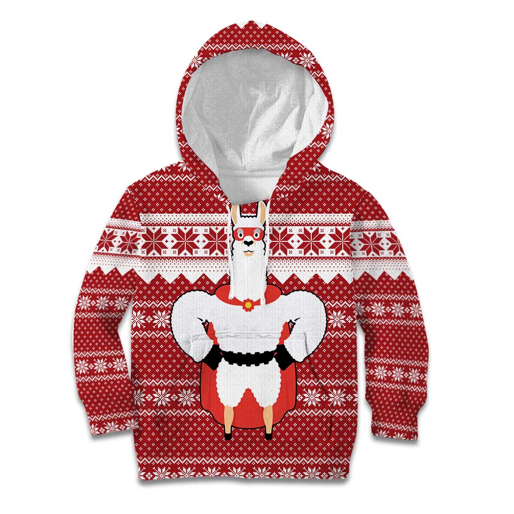 Llama Superhero Christmas Kid Hoodie Xmas Holiday Patterns - Wonder Print Shop