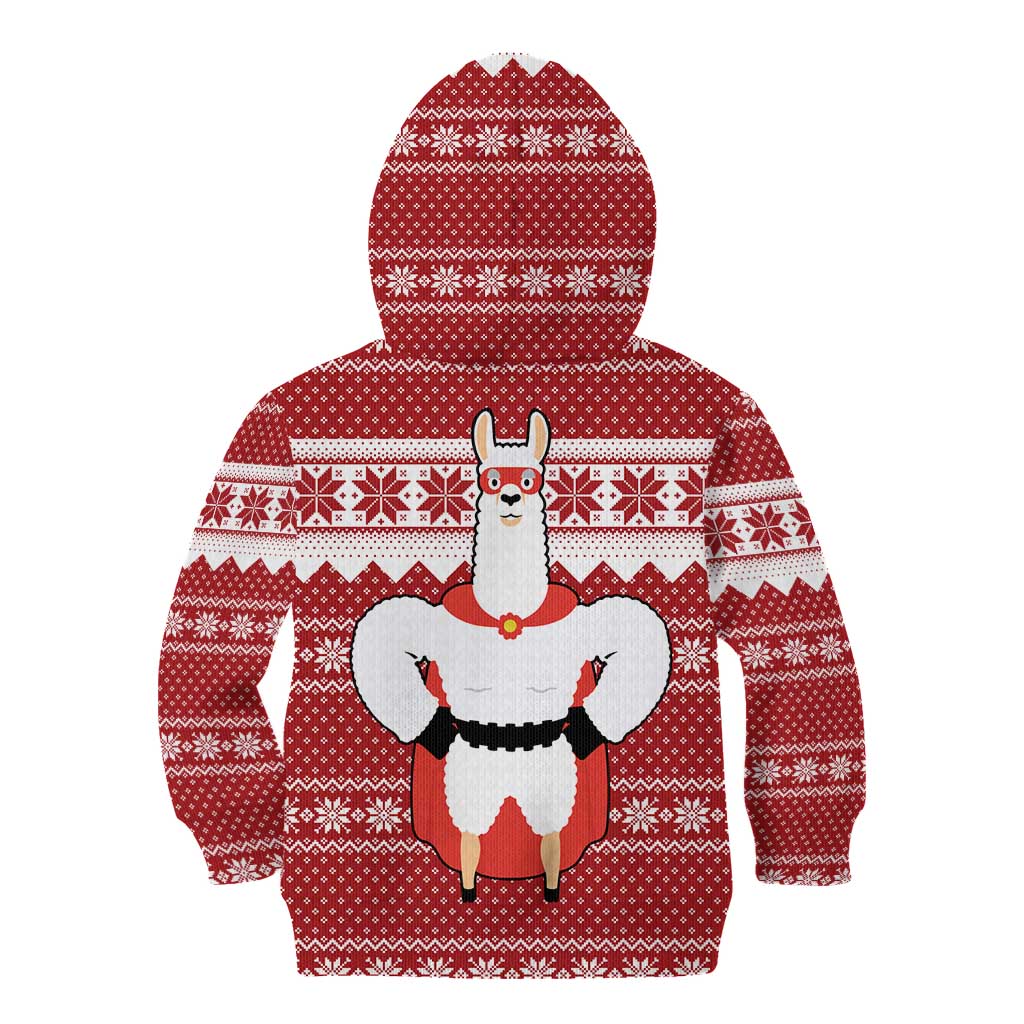 Llama Superhero Christmas Kid Hoodie Xmas Holiday Patterns - Wonder Print Shop