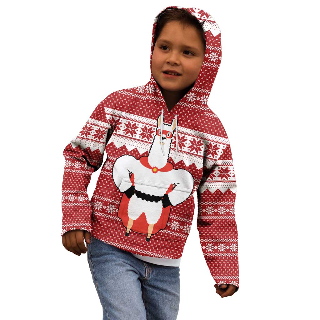 Llama Superhero Christmas Kid Hoodie Xmas Holiday Patterns - Wonder Print Shop