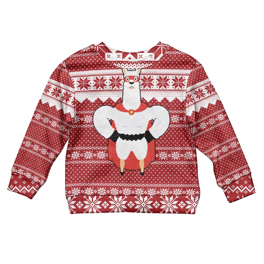Llama Superhero Christmas Kid Ugly Christmas Sweater Xmas Holiday Patterns - Wonder Print Shop