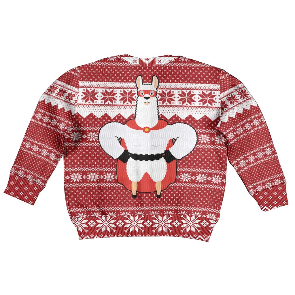 Llama Superhero Christmas Kid Ugly Christmas Sweater Xmas Holiday Patterns - Wonder Print Shop