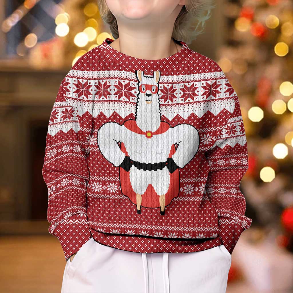 Llama Superhero Christmas Kid Ugly Christmas Sweater Xmas Holiday Patterns - Wonder Print Shop