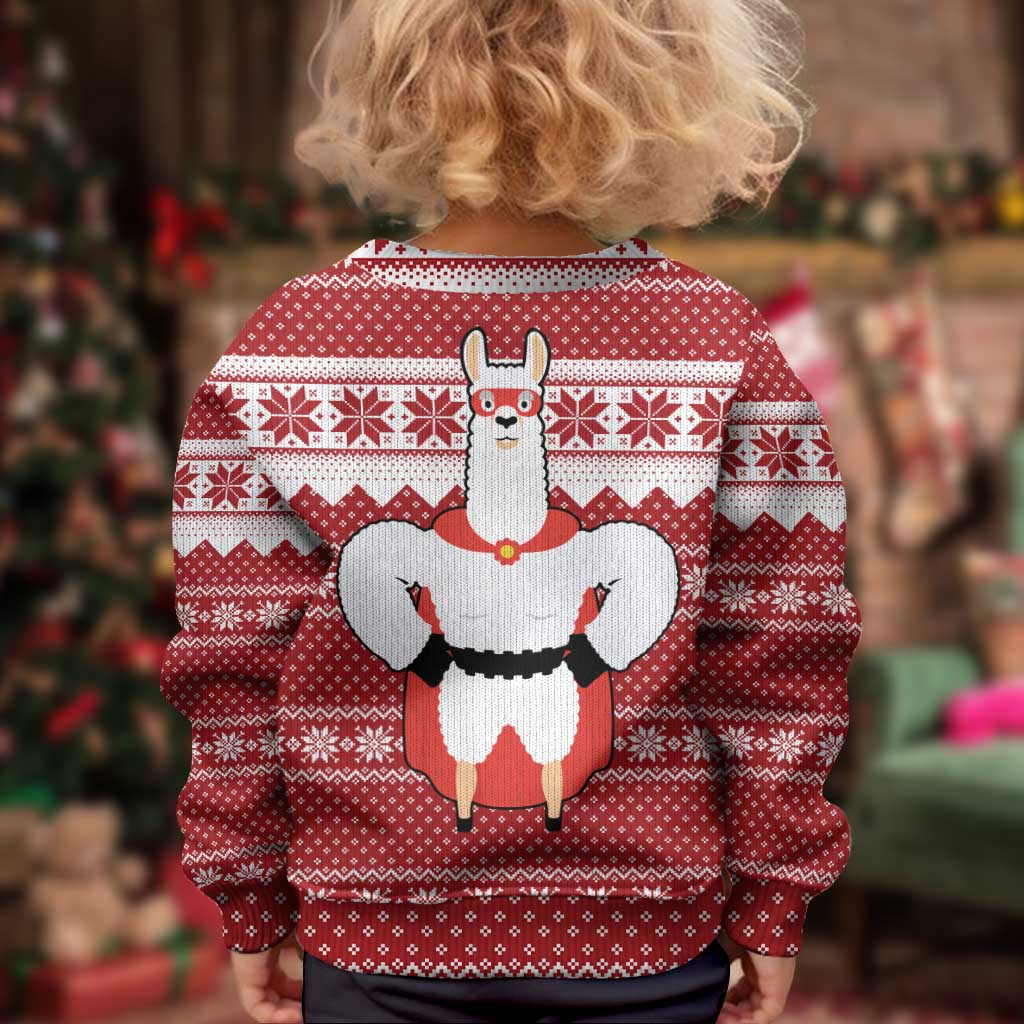 Llama Superhero Christmas Kid Ugly Christmas Sweater Xmas Holiday Patterns - Wonder Print Shop
