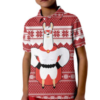Llama Superhero Christmas Kid Polo Shirt Xmas Holiday Patterns - Wonder Print Shop