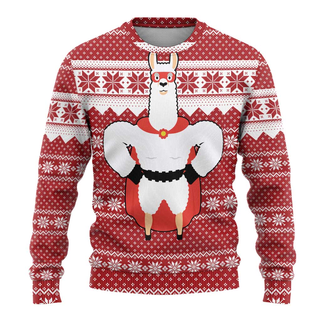 Llama Superhero Christmas Ugly Christmas Sweater Xmas Holiday Patterns - Wonder Print Shop