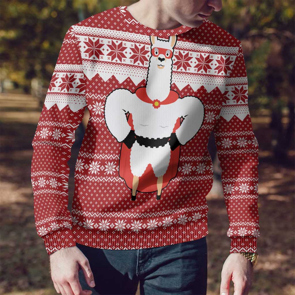Llama Superhero Christmas Ugly Christmas Sweater Xmas Holiday Patterns - Wonder Print Shop
